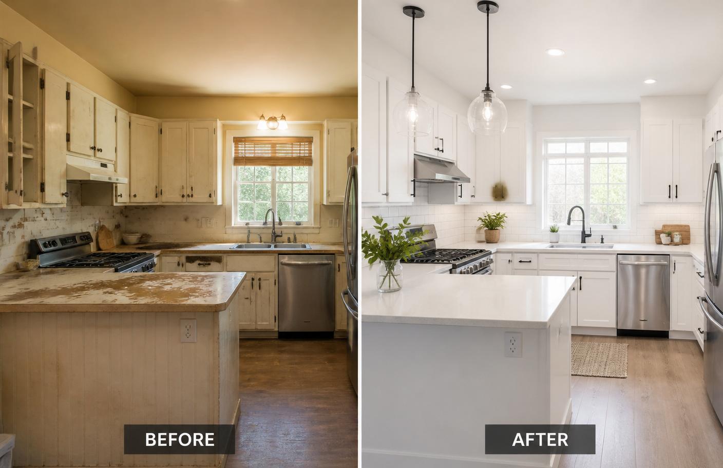 Before and after of a Tennessee home renovation